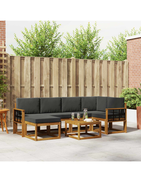 Set di divani da esterno con cuscino 7 pcs Naturale e Antracite