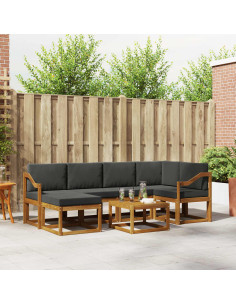Set di divani da esterno con cuscino 7 pcs Naturale e Antracite