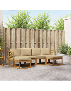 Set di divani da esterno con cuscino 6 pcs Naturale e Beige