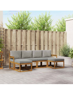 Set di divani da esterno 6 pcs Grigio Naturale e Chiaro