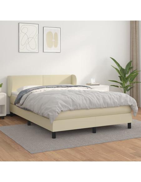 Giroletto a Molle con Materasso Crema 140x200 cm in Similpelle