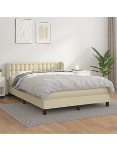 Giroletto a Molle con Materasso Crema 140x190 cm in Similpelle