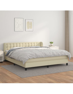 Giroletto a Molle con Materasso Crema 180x200 cm in Similpelle