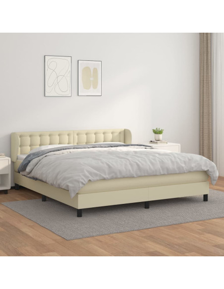 Giroletto a Molle con Materasso Crema 180x200 cm in Similpelle