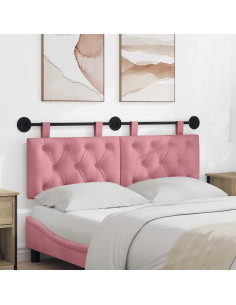 Testata appesa Montaggio a parete Rosa 130 x 55 x 7 cm Velluto