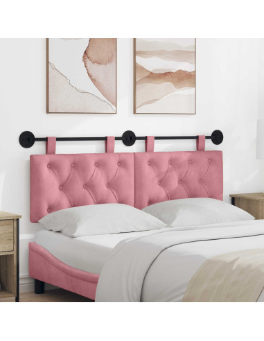 Testata appesa Montaggio a parete Rosa 130 x 55 x 7 cm Velluto