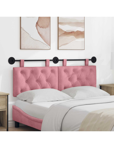 Testata appesa Montaggio a parete Rosa 130 x 55 x 7 cm Velluto