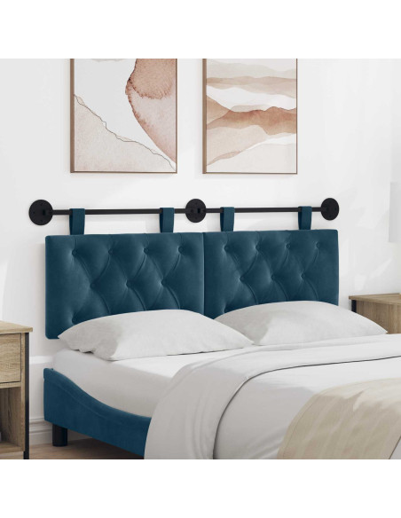 Testata appesa Montaggio a parete Blu 130 x 55 x 7 cm Velluto
