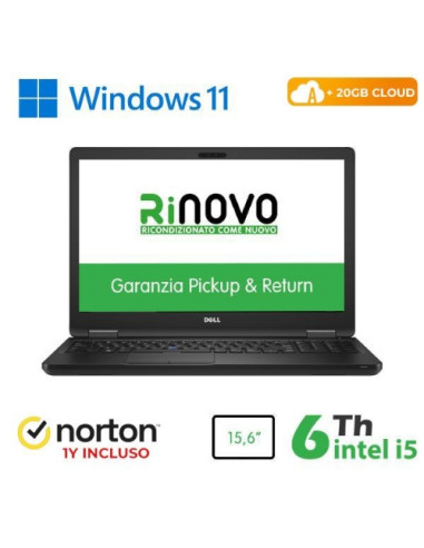 NB DELL RINOVO REFURBISHED Latitude E5580 RN42522315 15.6" i5-6x00U 8GB SSD NEW 256GB HDMI W11P CLOUD 20GB + NORTON