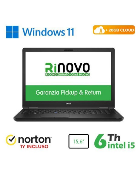 NB DELL RINOVO REFURBISHED Latitude E5580 RN42522315 15.6" i5-6x00U 8GB SSD NEW 256GB HDMI W11P CLOUD 20GB + NORTON