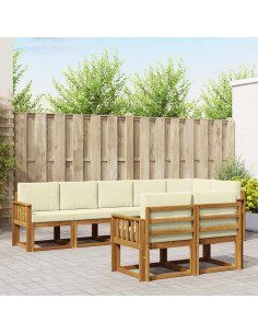 Set di divani da esterno con cuscino 8 pcs Naturale e Crema
