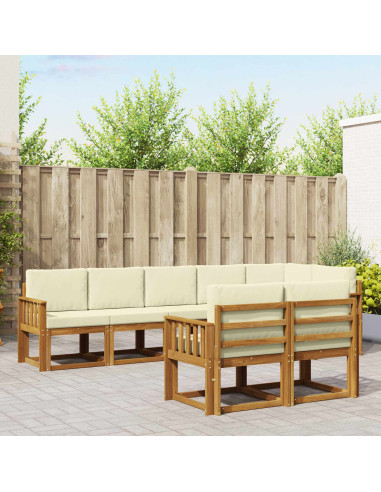 Set di divani da esterno con cuscino 8 pcs Naturale e Crema