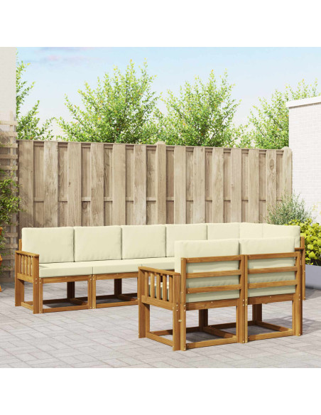 Set di divani da esterno con cuscino 8 pcs Naturale e Crema