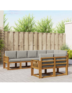 Set di divani da esterno 8 pcs Grigio Naturale e Chiaro