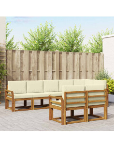 Set di divani da esterno con cuscino 8 pcs Naturale e Crema