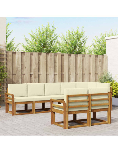 Set di divani da esterno con cuscino 8 pcs Naturale e Crema