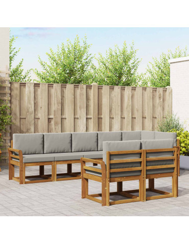 Set di divani da esterno 8 pcs Grigio Naturale e Chiaro