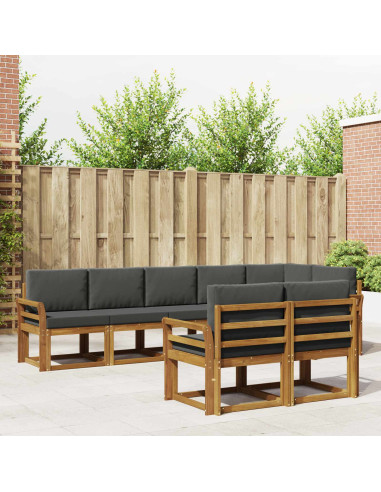 Set di divani da esterno con cuscino 8 pcs Naturale e Antracite