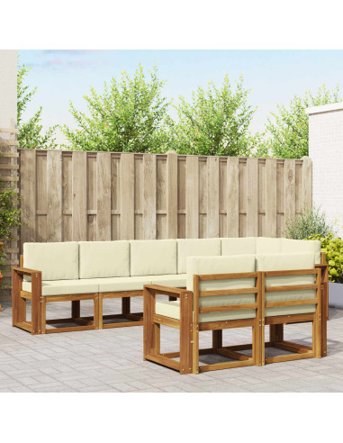 Set di divani da esterno con cuscino 8 pcs Naturale e Crema