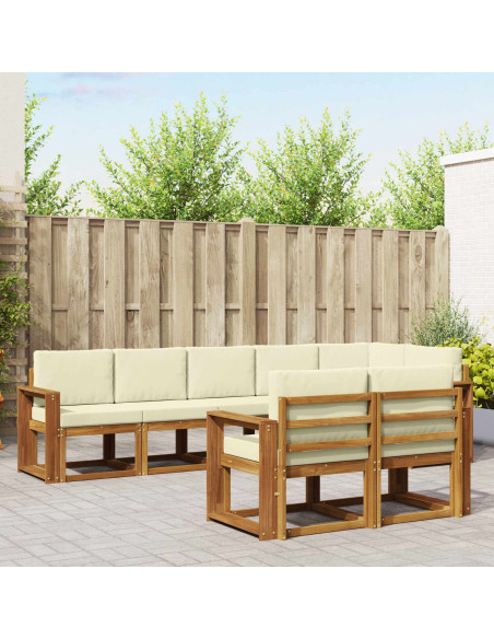Set di divani da esterno con cuscino 8 pcs Naturale e Crema
