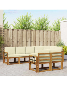 Set di divani da esterno con cuscino 8 pcs Naturale e Crema