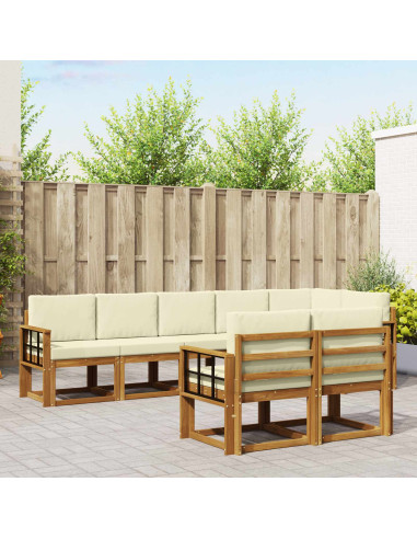 Set di divani da esterno con cuscino 8 pcs Naturale e Crema