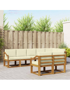 Set di divani da esterno con cuscino 8 pcs Naturale e Crema