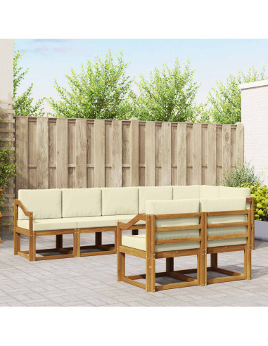 Set di divani da esterno con cuscino 8 pcs Naturale e Crema