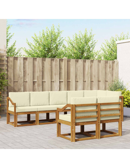Set di divani da esterno con cuscino 8 pcs Naturale e Crema