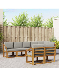 Set di divani da esterno 8 pcs Grigio Naturale e Chiaro