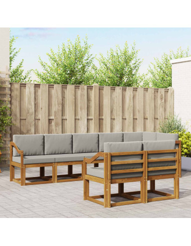Set di divani da esterno 8 pcs Grigio Naturale e Chiaro