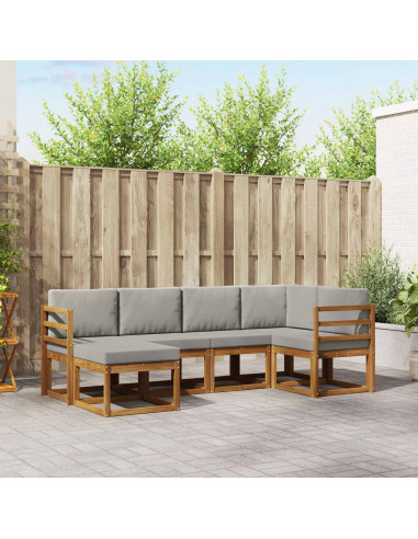 Set di divani con cuscino 6 pcs Grigio Naturale e Chiaro