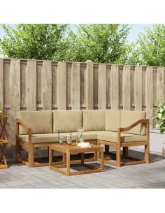 Set di divani da esterno con cuscino 5 pcs Naturale e Beige