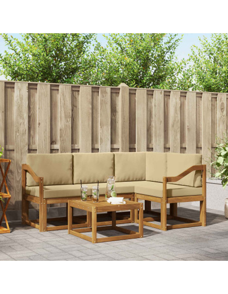 Set di divani da esterno con cuscino 5 pcs Naturale e Beige
