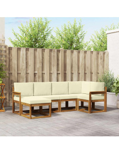 Set di divani da esterno con cuscino 6 pcs Naturale e Crema