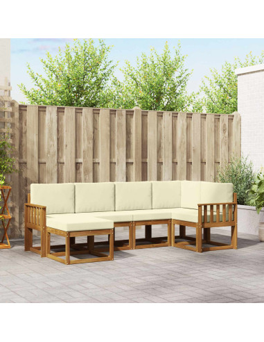 Set di divani da esterno con cuscino 6 pcs Naturale e Crema