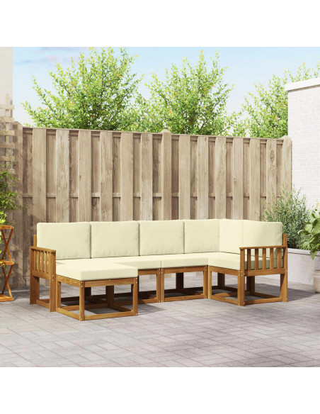 Set di divani da esterno con cuscino 6 pcs Naturale e Crema