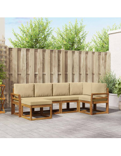 Set di divani da esterno con cuscino 6 pcs Naturale e Beige
