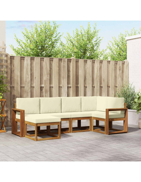 Set di divani da esterno con cuscino 6 pcs Naturale e Crema