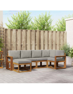 Set di divani da esterno 6 pcs Grigio Naturale e Chiaro