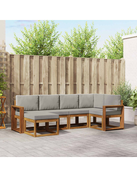 Set di divani da esterno 6 pcs Grigio Naturale e Chiaro