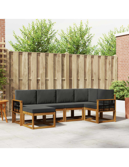 Set di divani da esterno con cuscino 6 pcs Naturale e Antracite
