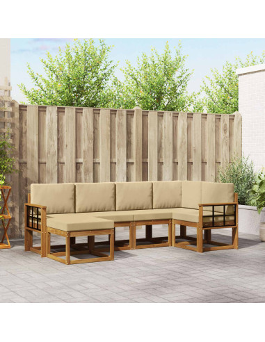 Set di divani da esterno con cuscino 6 pcs Naturale e Beige