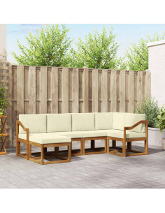 Set di divani da esterno con cuscino 6 pcs Naturale e Crema