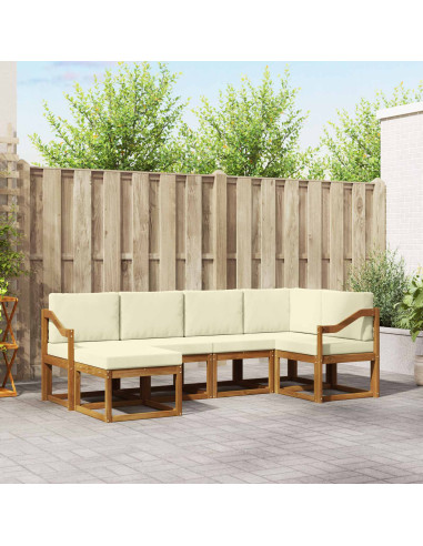 Set di divani da esterno con cuscino 6 pcs Naturale e Crema