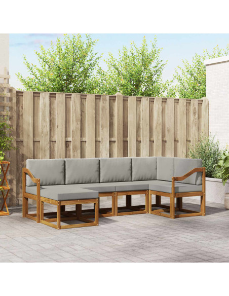 Set di divani da esterno 6 pcs Grigio Naturale e Chiaro
