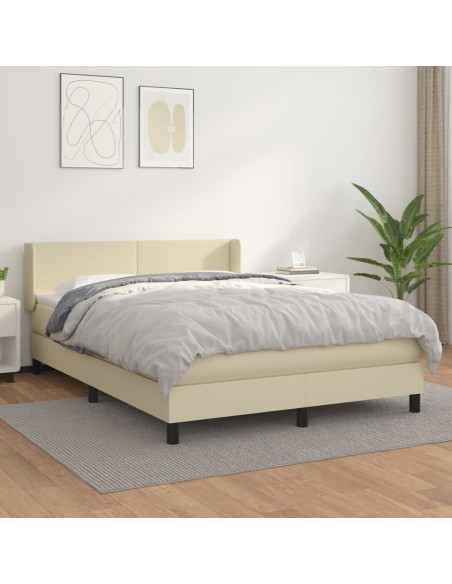 Giroletto a Molle con Materasso Crema 140x190 cm in Similpelle