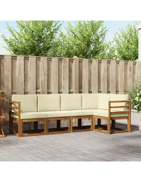 Set di divani con cuscino 5 pcs Naturale e Crema