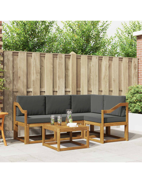 Set di divani da esterno con cuscino 5 pcs Naturale e Antracite