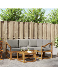 Set di divani da esterno 5 pcs Grigio Naturale e Chiaro